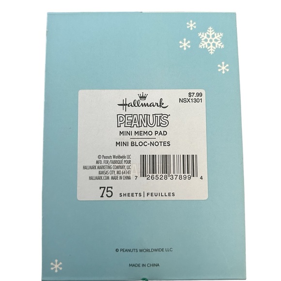 Hallmark Peanuts Snoopy Woodstock Linus Mini Memo Pad NEW 75  4.5"x3.5" Win… - Picture 2 of 4